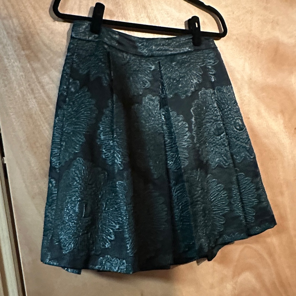 Trina Turk Dark forest green Floral Skater Skirt